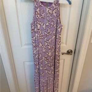 Halogen Lavender Floral Pleated Maxi Dress